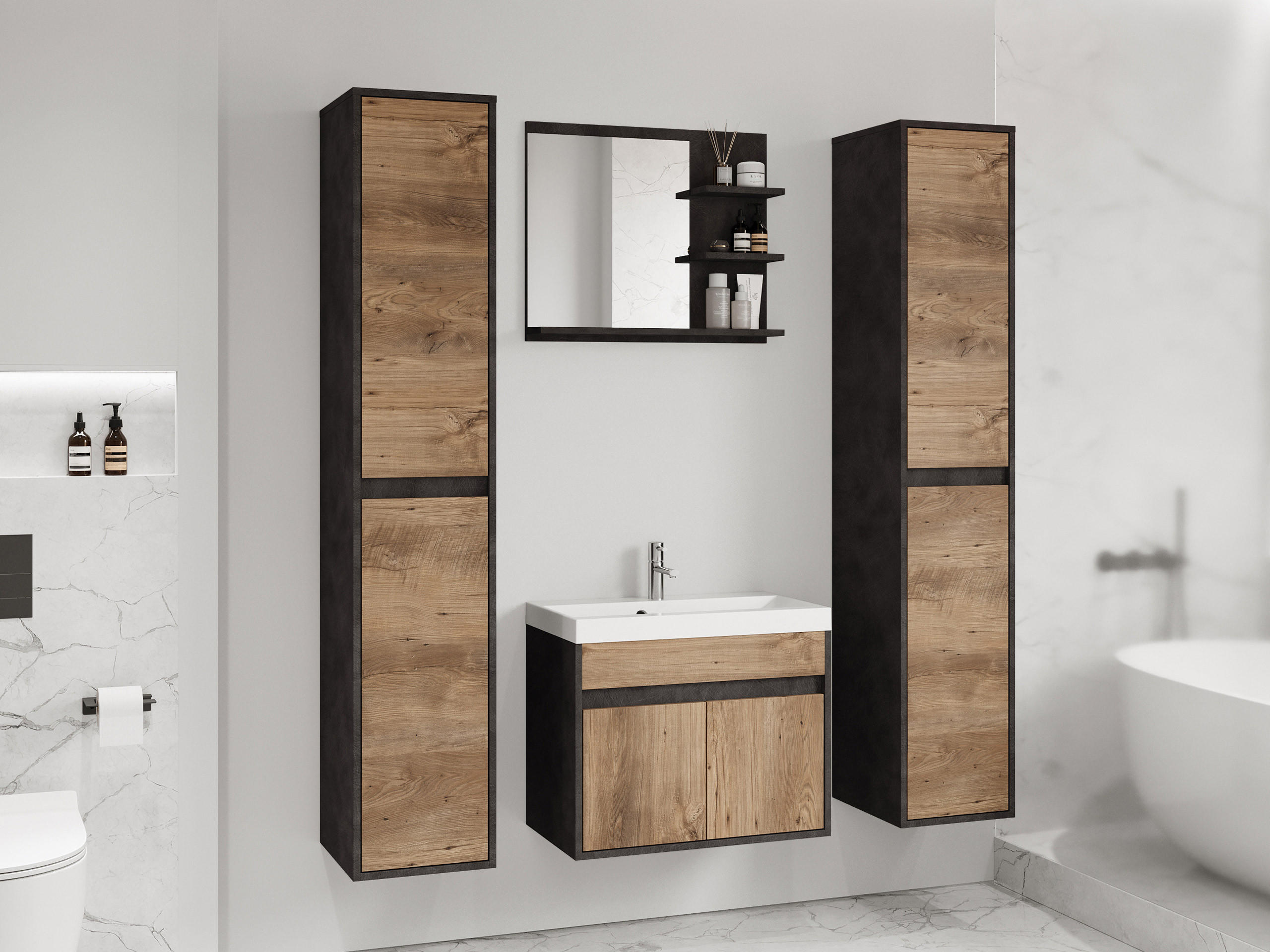 BADMÖBEL-SET Cyprus XL - Braun, Holzwerkstoff (31/160/31cm) - MIRJAN24