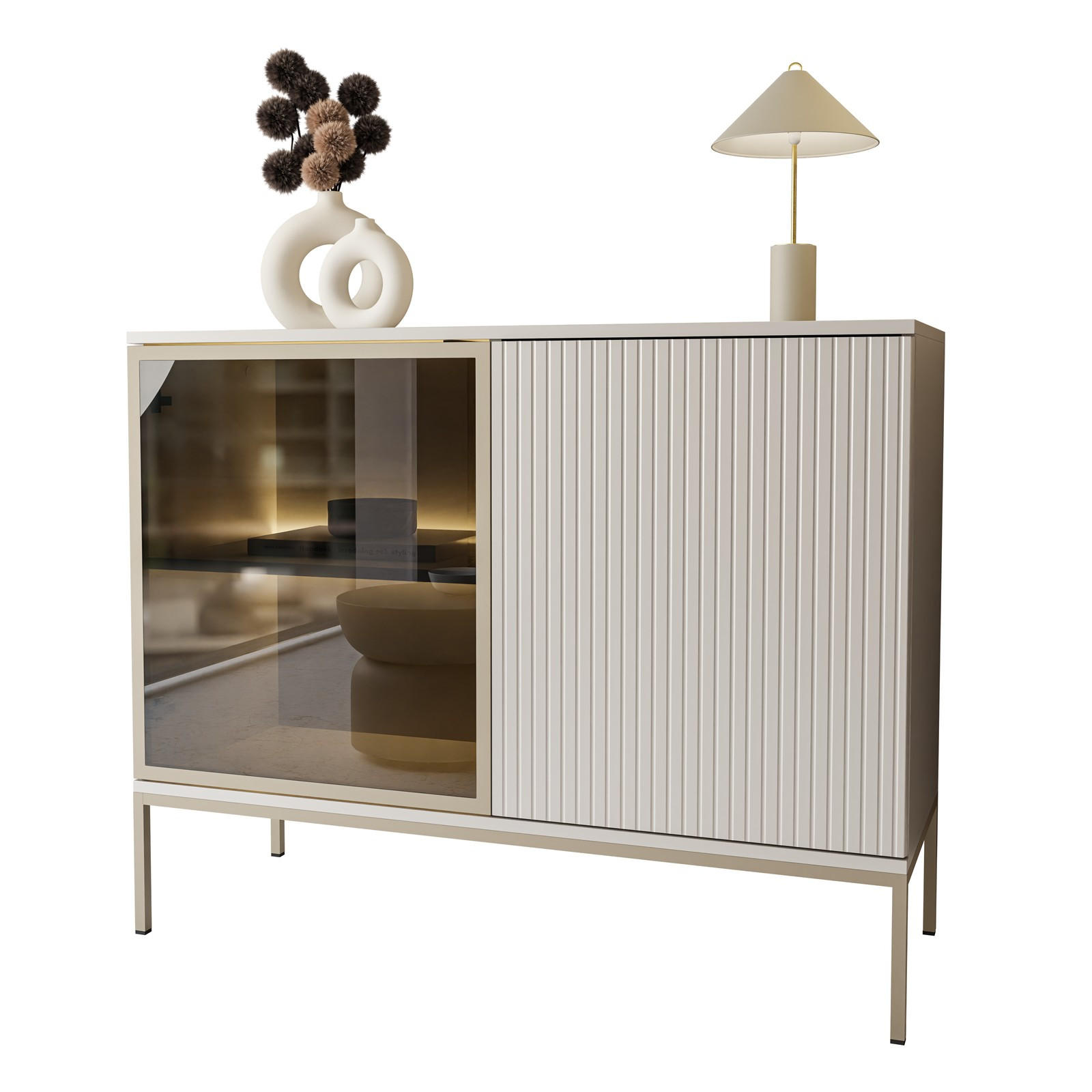 KOMMODE ECLIPSE K104 mit Beleuchtung,KASCHMIR - Kaschmir, Holzwerkstoff (104/83/39cm) - Lookway