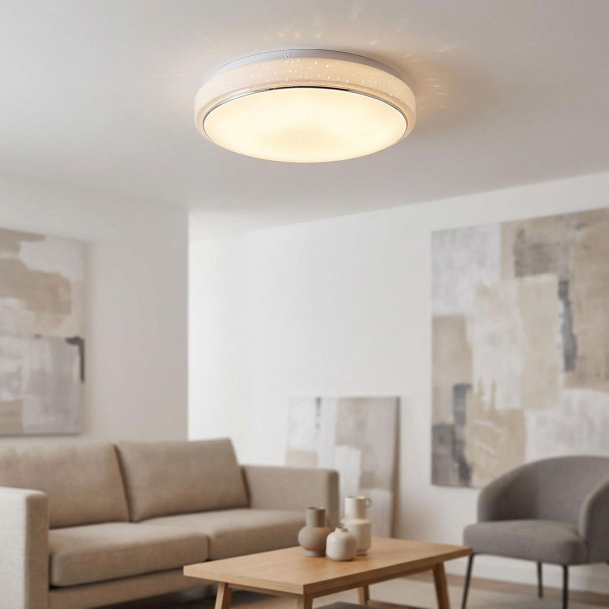 LED DECKENLEUCHTE KALLE Weiß Metall - Weiß, Metall (28.5/28.5/7.5cm) - Globo Lighting