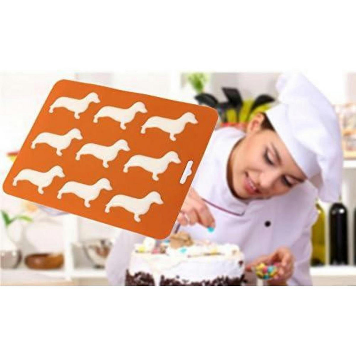 EISWÜRFELFORM 9 Stück Dackel Silikon Orange - Orange, Kunststoff (14/2/21.8cm)