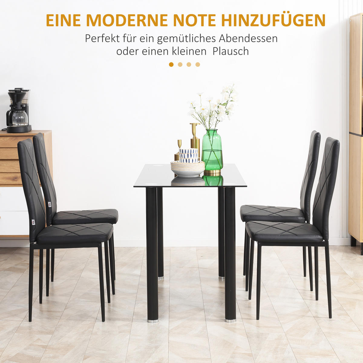 ESSZIMMERSTÜHLE Kunstleder Stahl Schwarz - Schwarz, Kunststoff (50/97/41cm) - HOMCOM