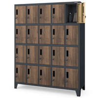 SCHLIESSFACHSCHRANK Spind TAMPA 20 Fächer172x136x45cm Anthrazit-Nussbaum - Anthrazit, Metall (136/172/45cm) - DELUKE