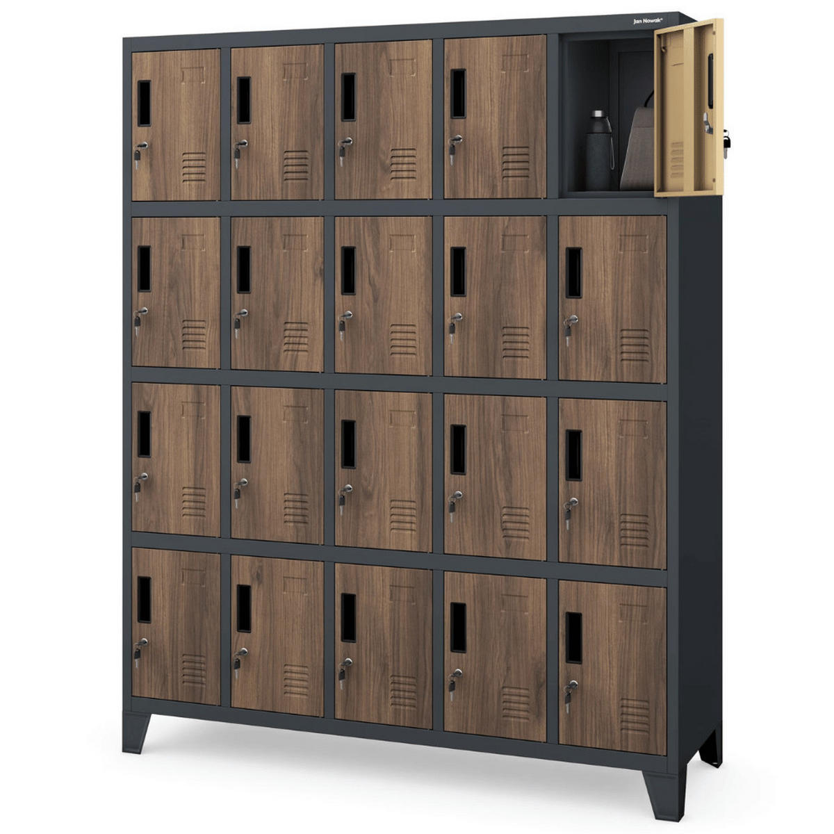 SCHLIESSFACHSCHRANK Spind TAMPA 20 Fächer172x136x45cm Anthrazit-Nussbaum - Anthrazit, Metall (136/172/45cm) - DELUKE