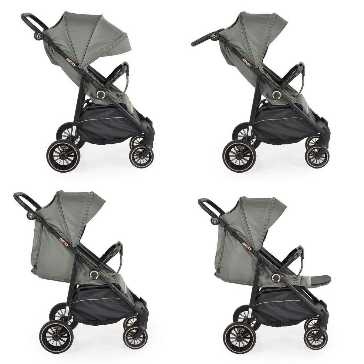 BUGGY Sommer grau Kinderbuggy, Sonnendach, EVA-Räder, verstellbar - Grau, Metall (95/58/110cm) - Moni