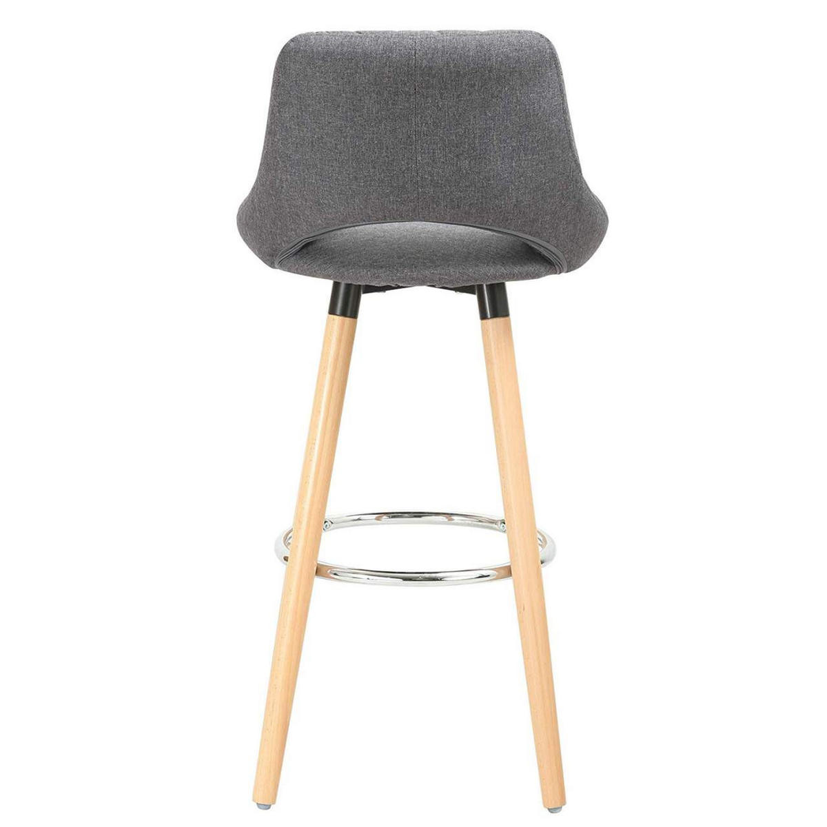 BARHOCKER 2er Set, aus Leinen, Holzgestell, Dunkelgrau - Dunkelgrau/Buchefarben, Holz/Textil (43/91/43cm) - Woltu