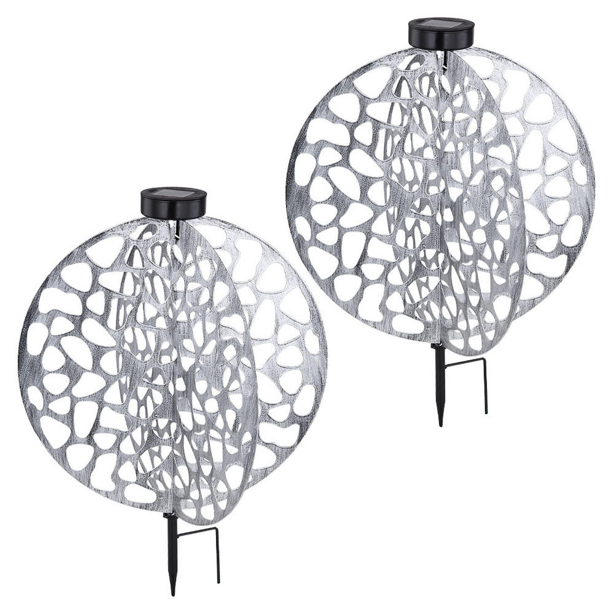 LED AUSSENLEUCHTE Metall Silber 2er Set - Silberfarben, Metall (40/40/51cm) - Globo Lighting