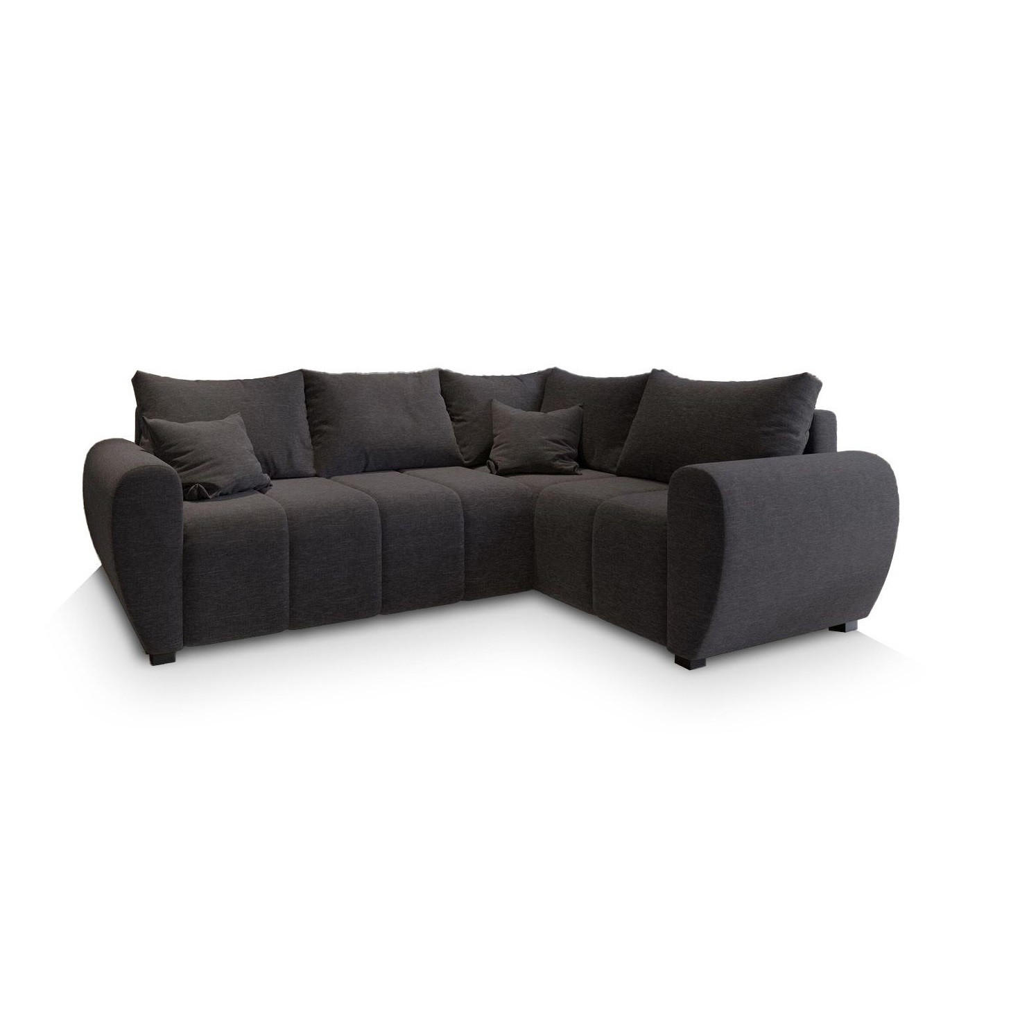 ECKSOFA MADISON L R-S Grau Dünner Stoff mit Schlaffunktion - Grau, Holz (235/175cm) - MASSENO