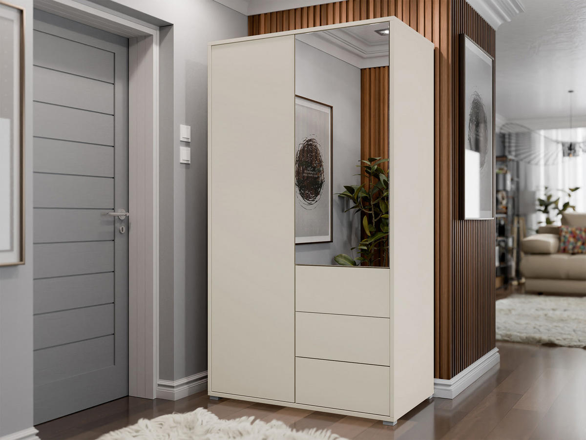 KLEIDERSCHRANK Gesita 2D3SZ - Kaschmir/Silberfarben, Holzwerkstoff/Kunststoff (100/178/59cm) - MIRJAN24