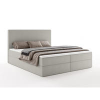 BOXBETT SENTO 140x200 cm mit Bettkasten, Bonell-Matratze H3 und Topper – Bouclé Hellgrau - Hellgrau, Textil (140/200cm) - Luxkor24