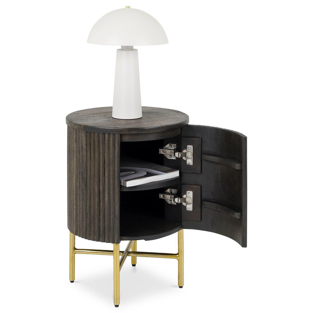 NACHTTISCH FLUTED braun - Braun, Metall (40/52/40cm) - IDIMEX