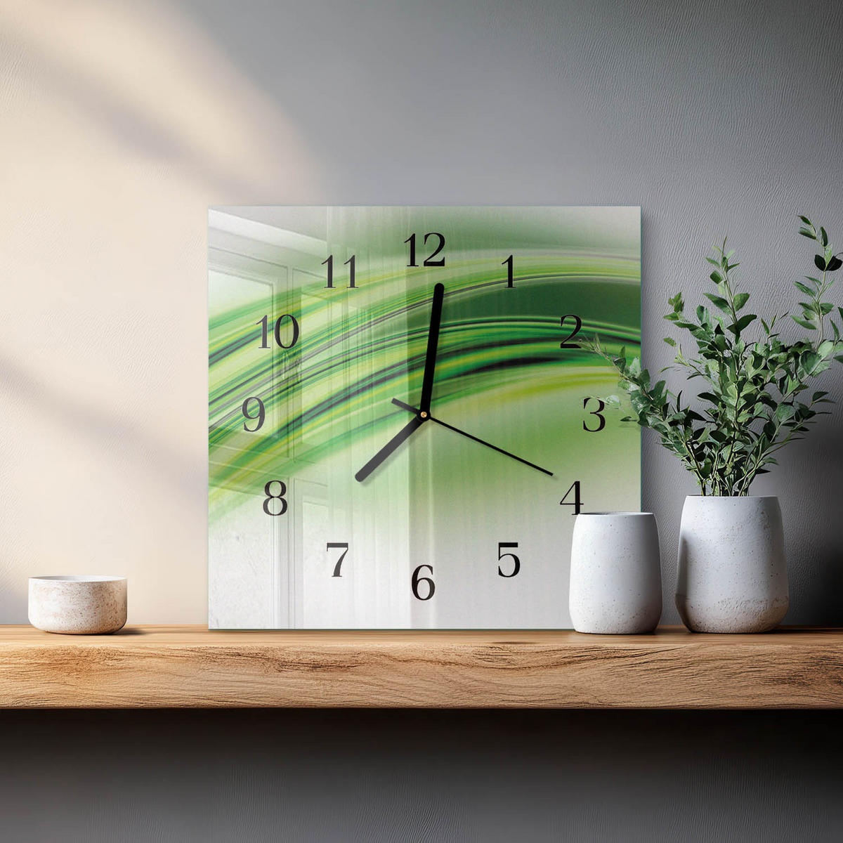 WANDUHR 30x30 cm - Abstrakte Kunst - Grün, Glas (30/30/0.4cm) - TULUP