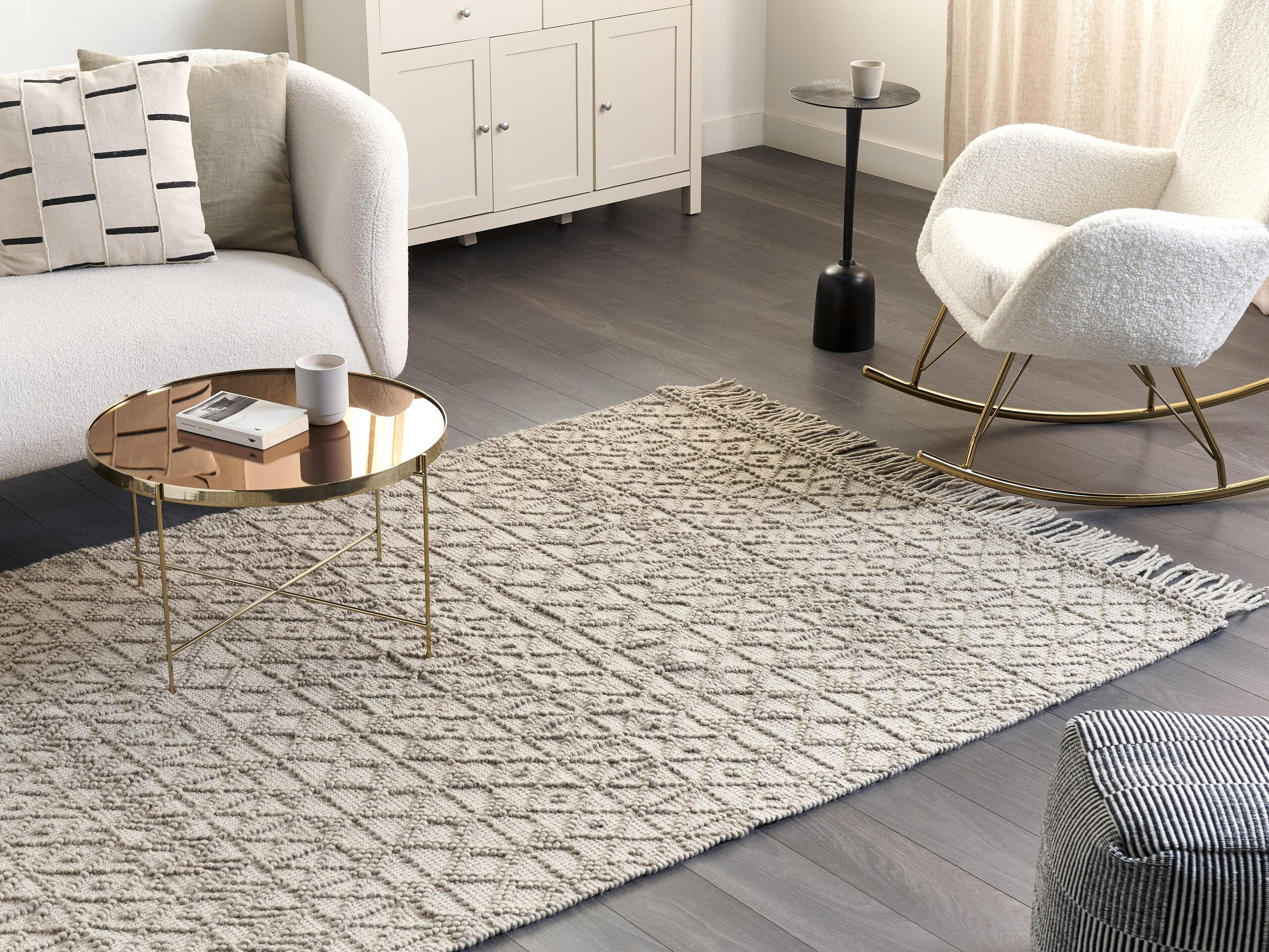 KURZFLOR-TEPPICH Alucra 230/160 cm - Beige, Textil (160/230cm) - Beliani