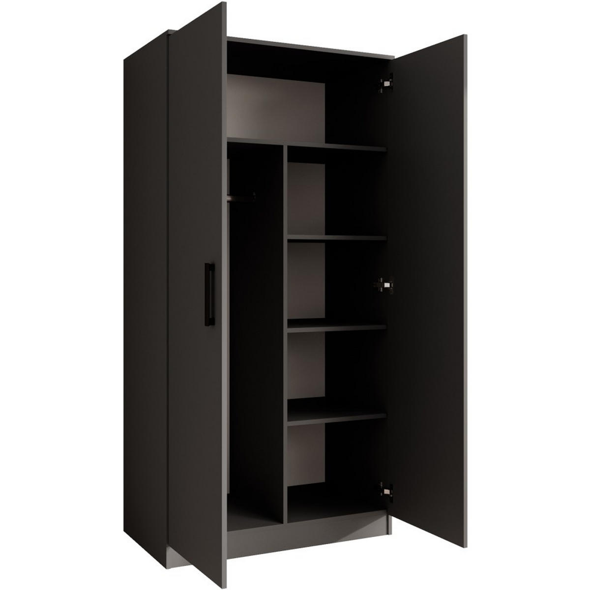 DREHTÜRENSCHRANK Trend, ohne Schubladen, Graphit - Schwarz/Graphitfarben, Holzwerkstoff (90/180/50cm) - Beautysofa