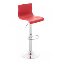 BARHOCKER Kunststoff rot - Chromfarben/Rot, Kunststoff/Metall (39/84/36cm) - CLP