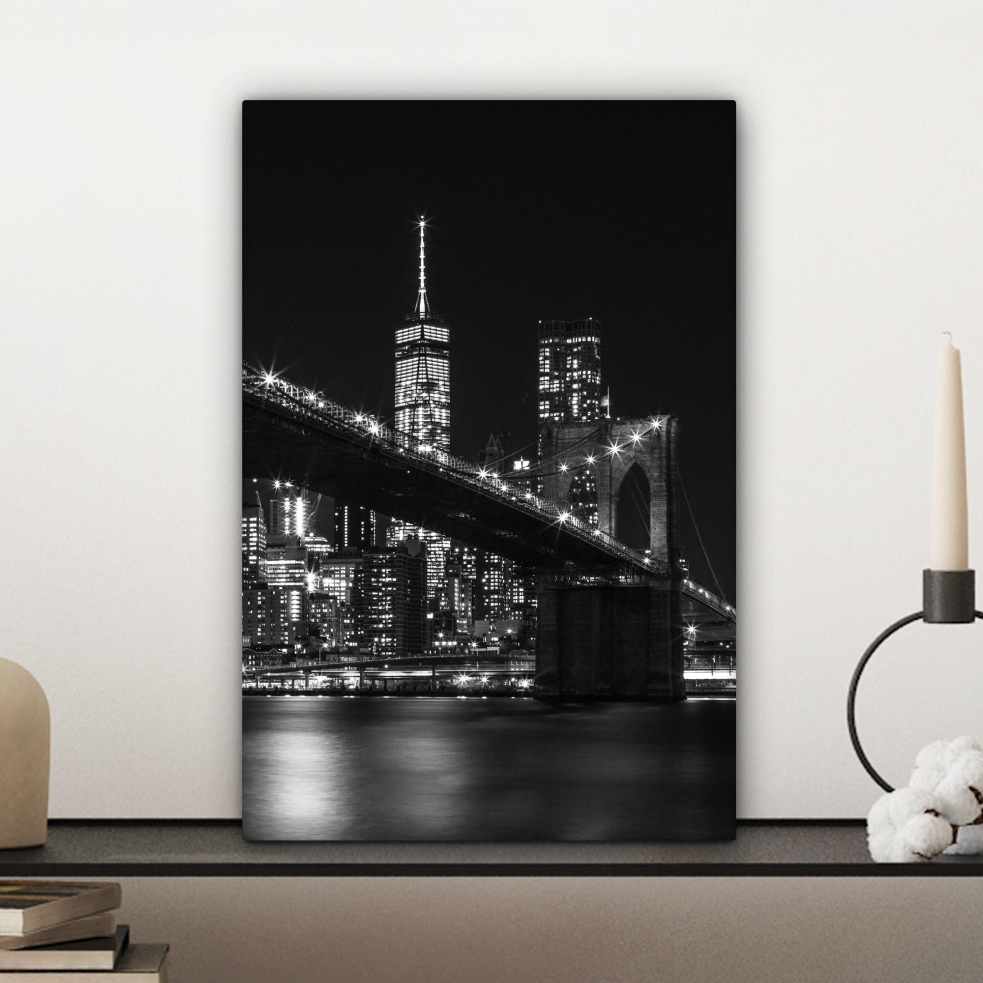 LEINWANDBILD New York - Brooklyn - Brücke 20x30 cm - Schwarz, Textil (20/30cm) - MuchoWow