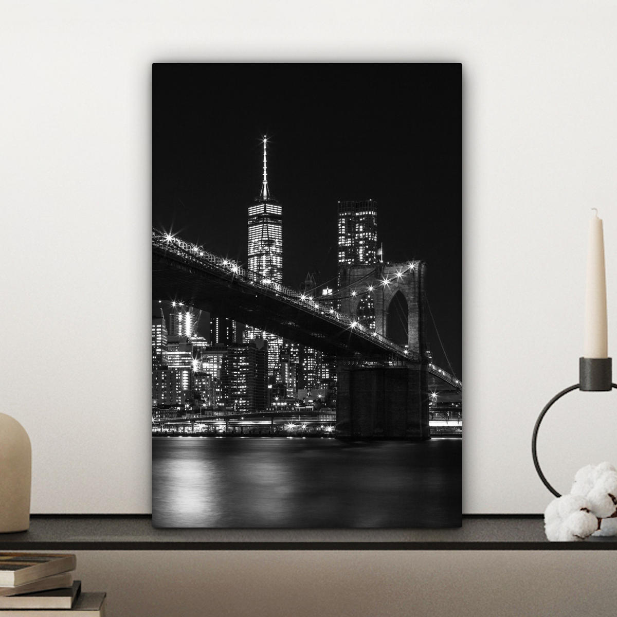 LEINWANDBILD New York - Brooklyn - Brücke 20x30 cm - Schwarz, Textil (20/30cm) - MuchoWow