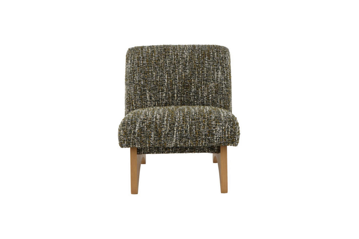 SESSEL Tommy, Natur Massiveiche + grüner Stoff - Grün, Holz (73/86/88cm) - WOODEK