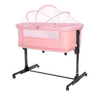 BEISTELLBETT Milano 2 in 1 rosa 88 x 50 cm, Matratze, Laufstall, Moskitonetz, 5-fach verstellbar - Rosa, Metall (50/88cm) - Lorelli