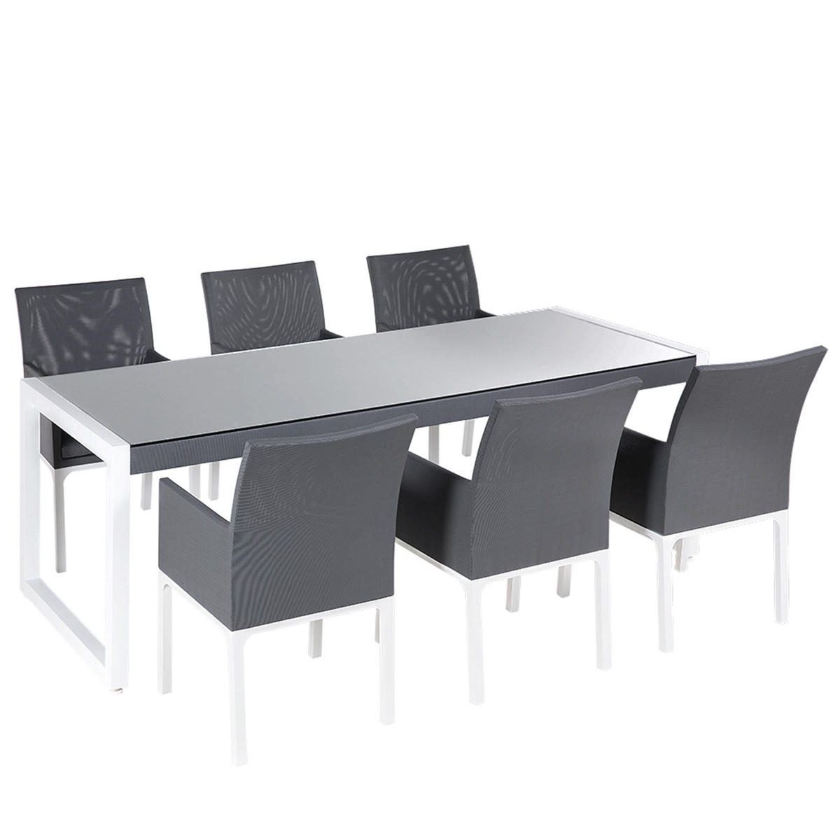 GARTENMÖBEL SET 6-Sitzer Aluminium grau Bacoli - Weiß/Grau, Metall - Beliani