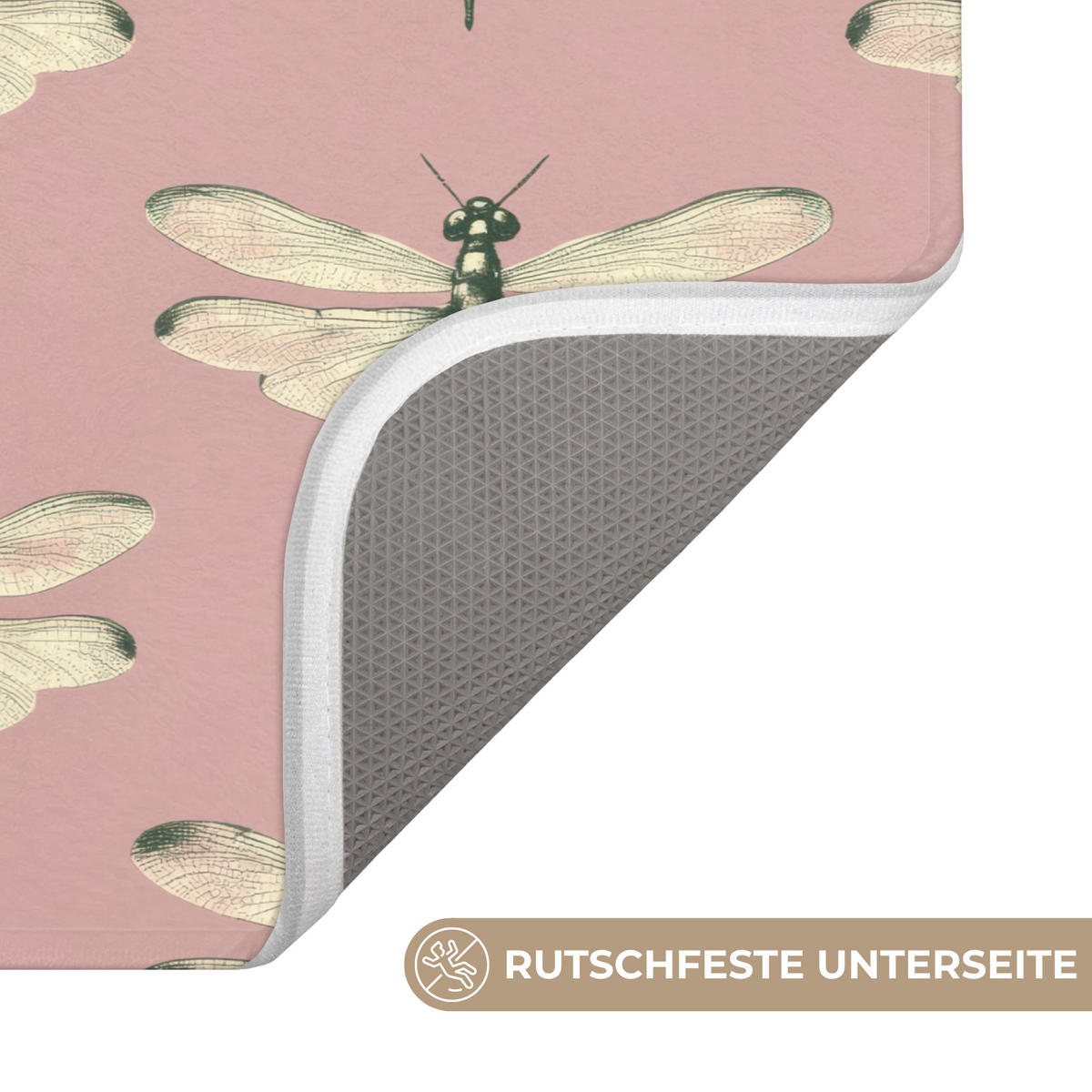 KÚPEĽŇOVÁ PREDLOŽKA Zvončeky - vzor - ružová 60x40 cm - ružová, textil/plast (60/40cm) - OnlyWow