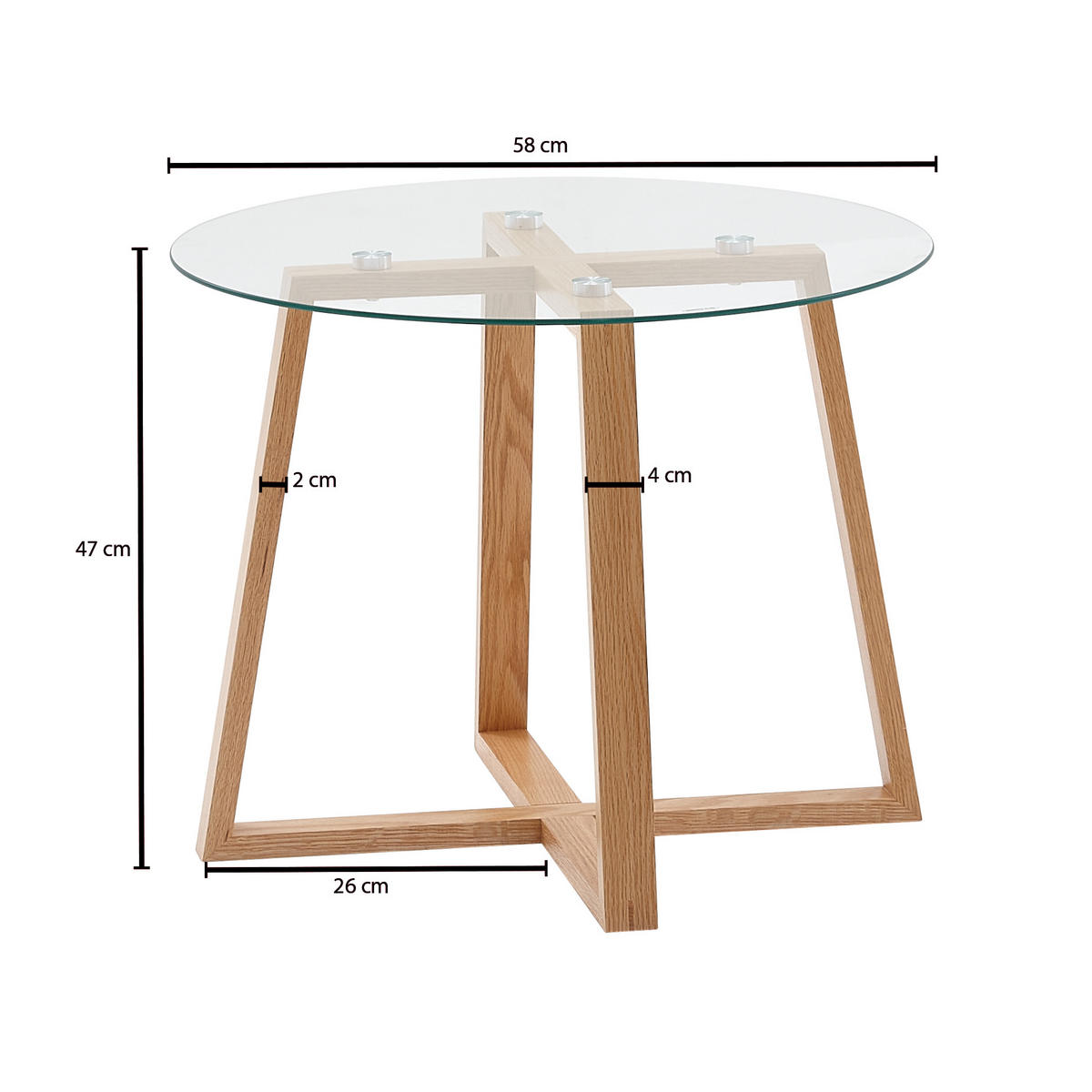 COUCHTISCH BENTE klein Sofatisch - Braun, Glas (58/58/47cm) - tinkaro