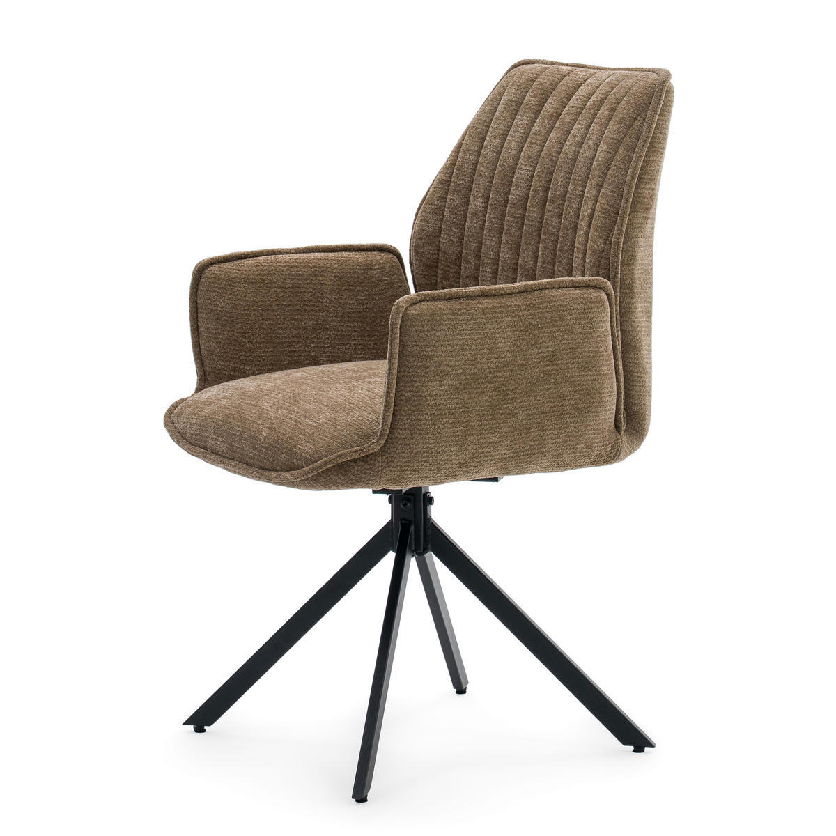 STUHL MERANO drehbar gepolsterter mit Steppung - braun - Chenille - Schwarz/Braun, Textil/Metall (58/90/61cm) - NEW HOME