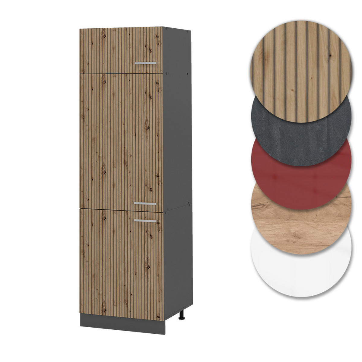 KÜHLUMBAUSCHRANK R-Line Artisan-Eiche 60 cm - Anthrazit/Eiche Artisan, Holzwerkstoff (60/206.8/57.2cm) - Vicco