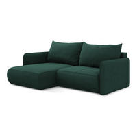 ECKSOFA mit Schlaffunktion Strukturstoff Stoff Grün - Dunkelgrün/Schwarz, Kunststoff/Textil (148/207cm) - LaMiaSofa