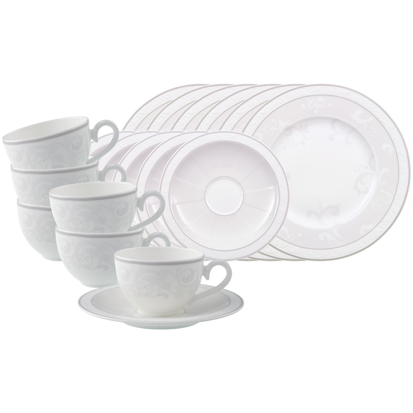 KAFFEESERVICE Gray Pearl weiß 18er Set - Weiß, Keramik (2/2/2cm) - Villeroy & Boch