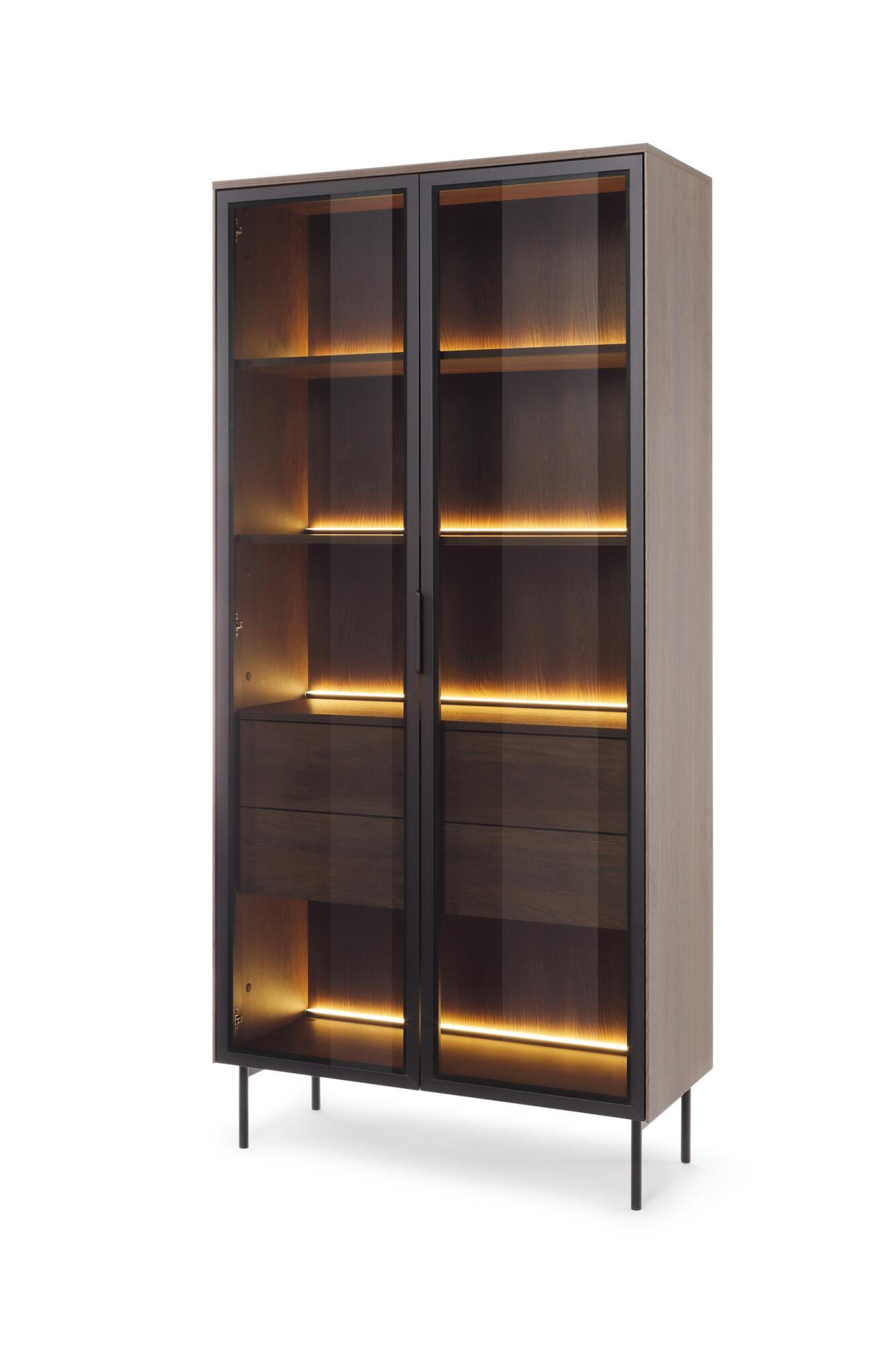 VITRINE LUMI Braun 92x39x195 cm - Braun, Holzwerkstoff (92/195/39cm) - FURNLUX