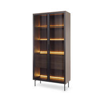 VITRINE LUMI Braun 92x39x195 cm - Braun, Holzwerkstoff (92/195/39cm) - FURNLUX