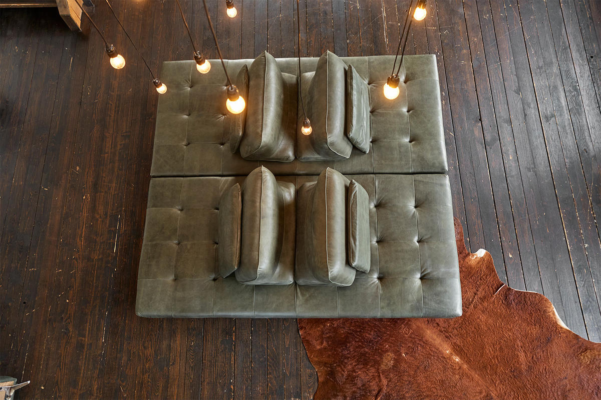 MODULSOFA WIOLO Grün Leder - Silberfarben/Grün, Leder (350/83/240cm) - KAWOLA