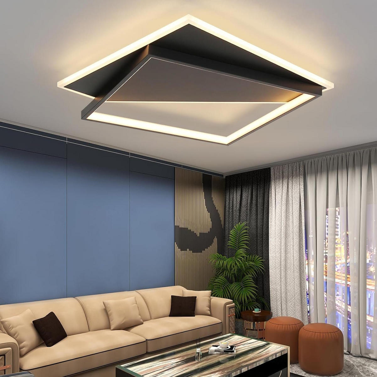 LED-DECKENLEUCHTE Alexander 48/48/6 cm - Schwarz, Metall (48/48/6cm) - Nettlife