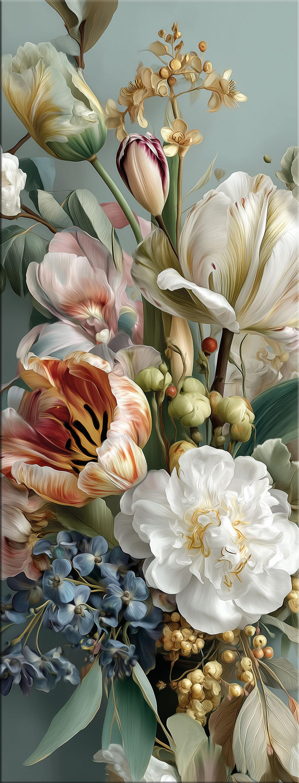 GLASBILD 30x80 cm Blumen Vintage - Beige, Glas (30/80cm) - artissimo