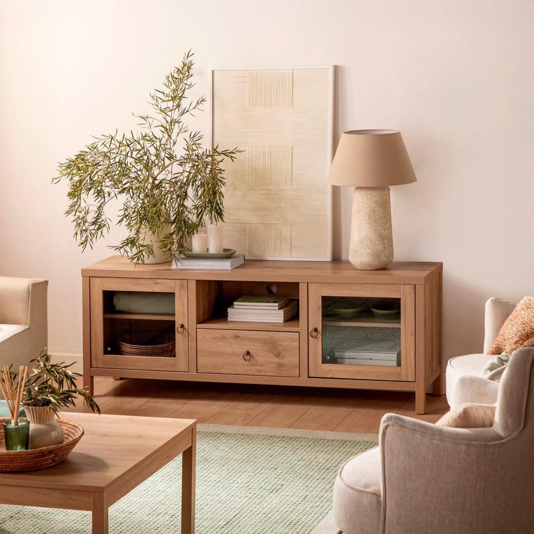 TV-ELEMENT Livorno Natürlich 160 cm x 60 cm - Naturfarben, Holzwerkstoff (160/60/40cm)