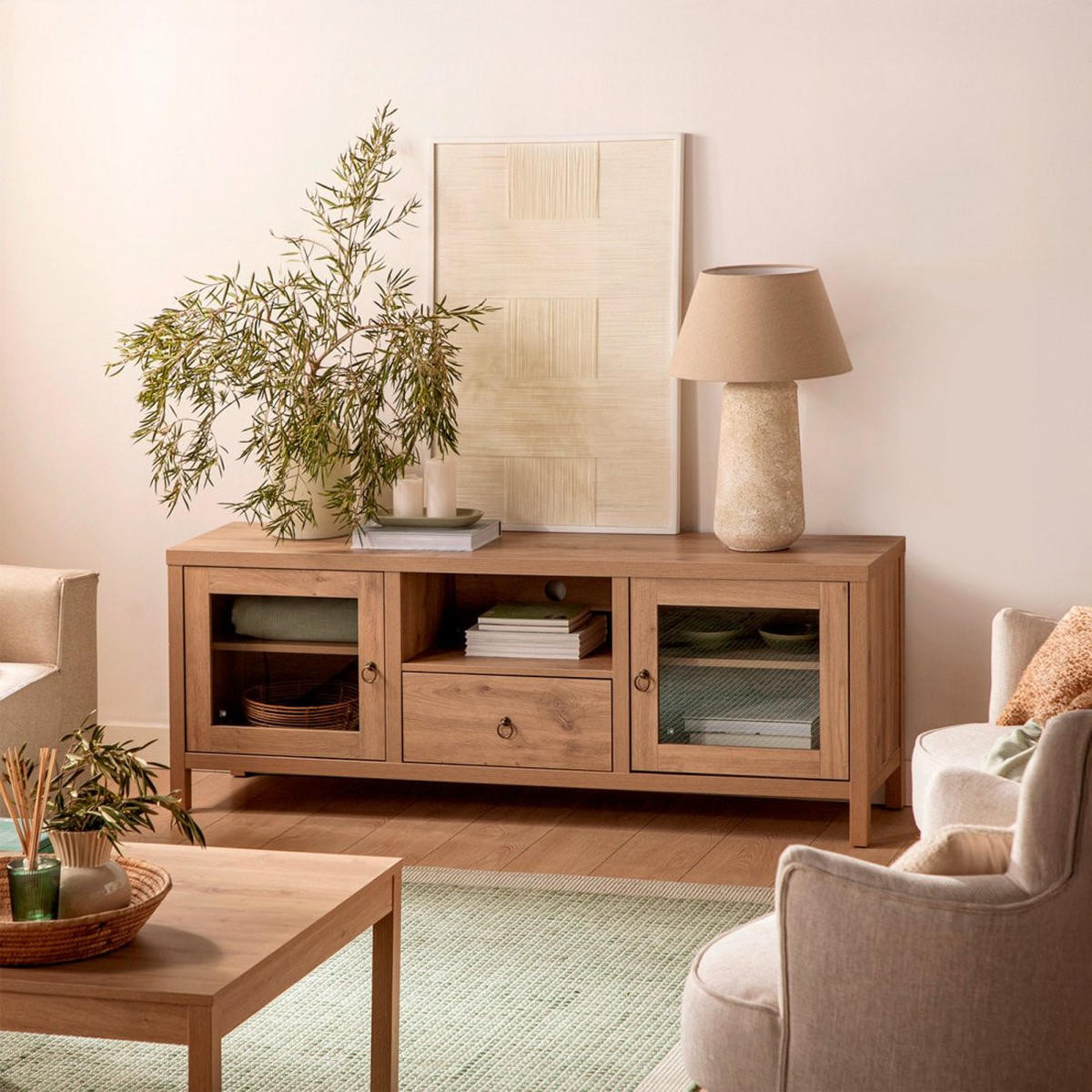 TV-ELEMENT Livorno Natürlich 160 cm x 60 cm - Naturfarben, Holzwerkstoff (160/60/40cm)