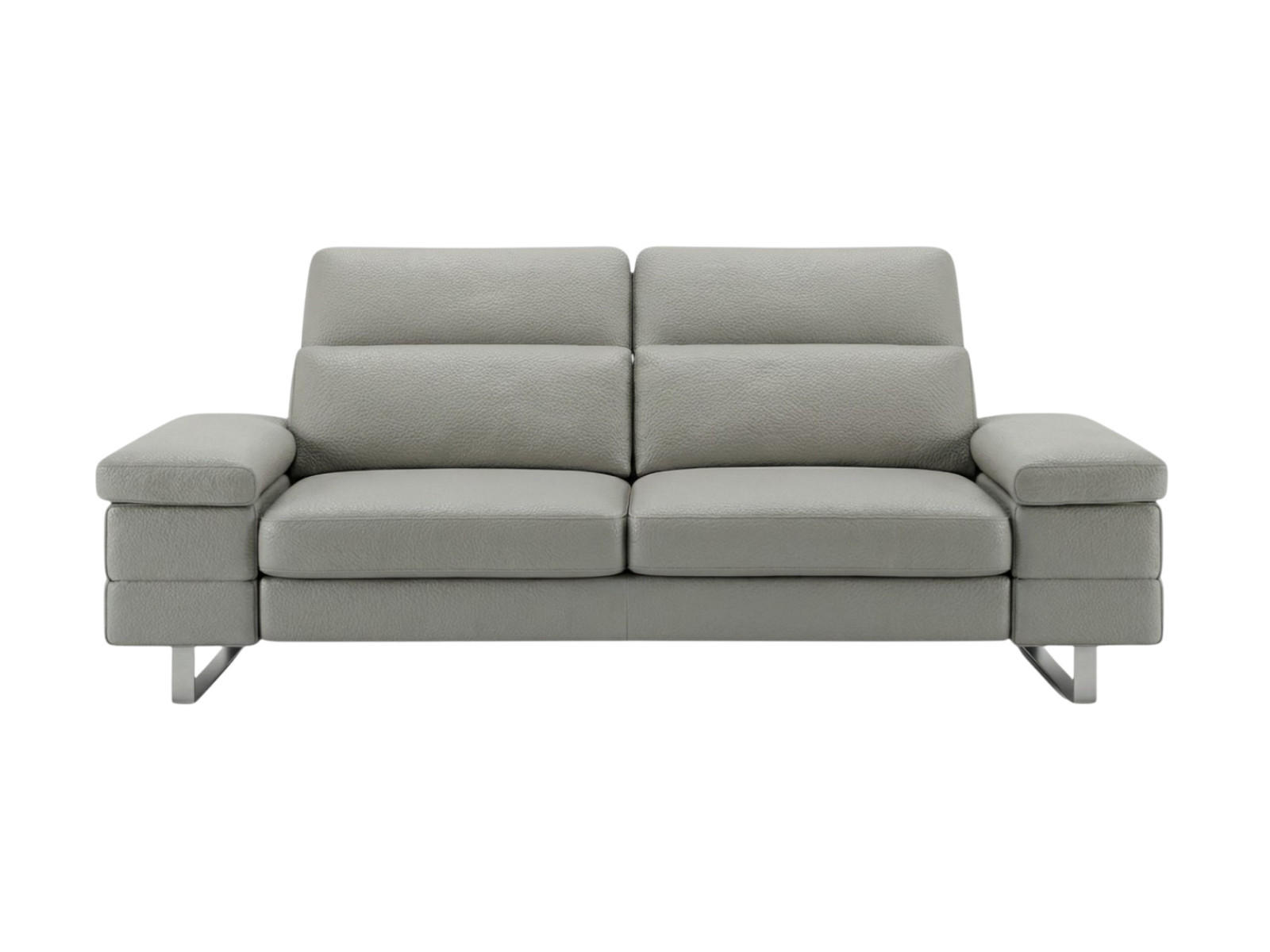 3-SITZER Sofa Virage Echtleder Perlgrau - Hellgrau, Leder/Metall (212/75/109cm)