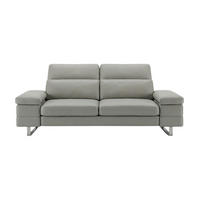 3-SITZER Sofa Virage Echtleder Perlgrau - Hellgrau, Leder/Metall (212/75/109cm)