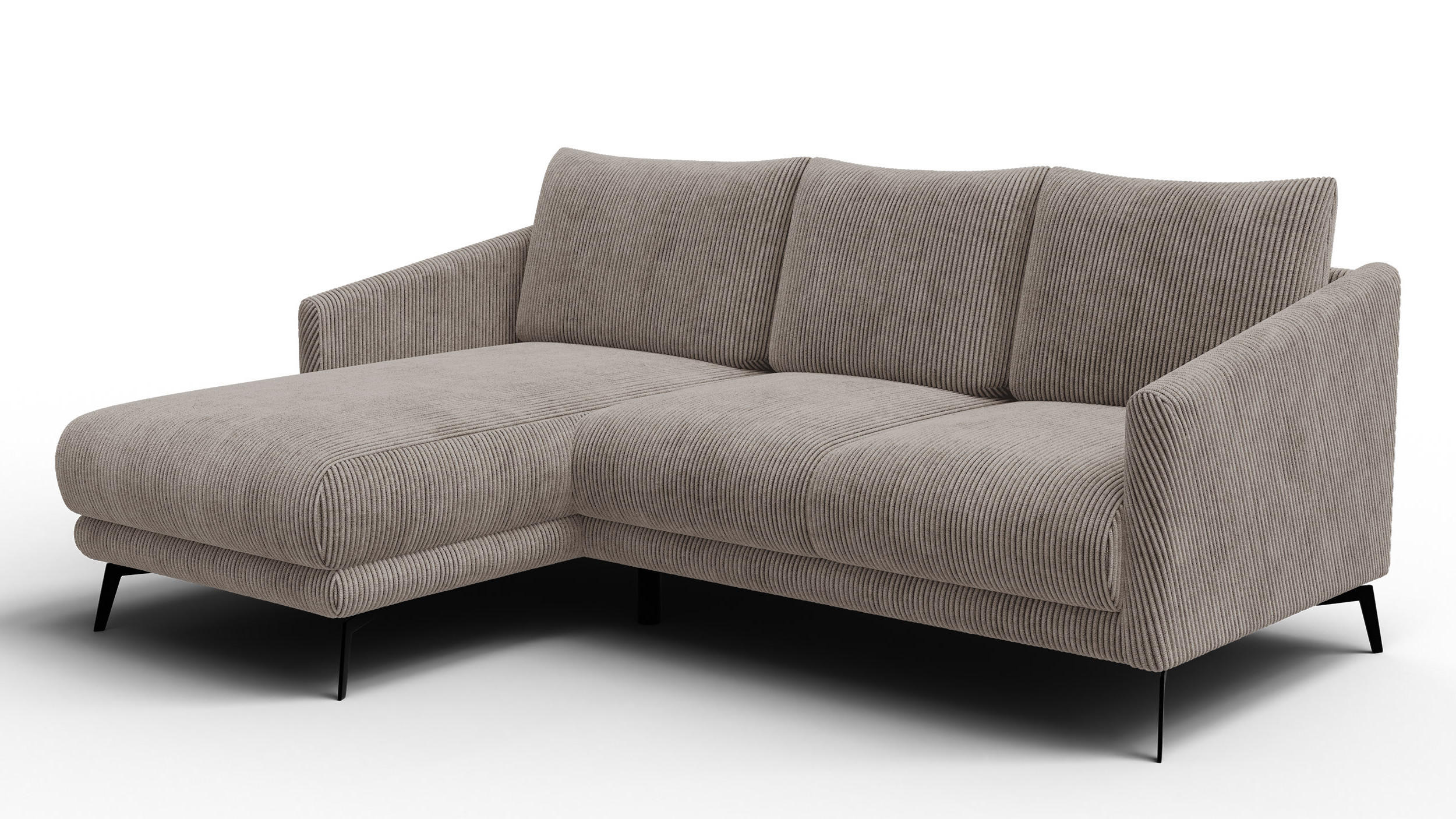 ECKSOFA VILT 3-Sitzer, taupe - Taupe/Schwarz, Holzwerkstoff/Textil (221/156cm) - Courtois Laville