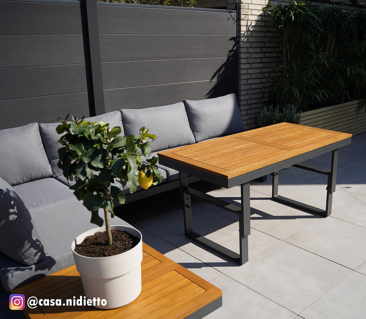 LOUNGESET - Webstoff / Akazie / Aluminium - 3-teilig - Höhenverstellbar - Braun/Grau, Holz/Textil - home24