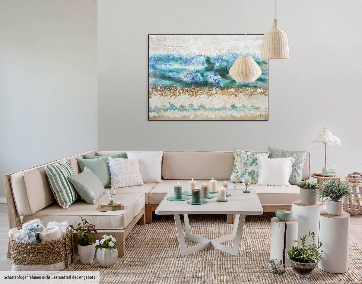 ÖLGEMÄLDE 100/75 cm - Blau/Beige, Holz/Textil (100/75cm) - KUNSTLOFT