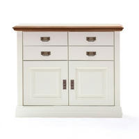 SIDEBOARD Novara 2-türig 4 Schubladen - Weiß/Braun, Holz (111/91/45cm) - Casamia Massive Möbel