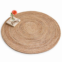 PREPROGA naravna okrogla juta ročno tkana 90 cm - bež, tekstil (90/90cm) - Relaxdays