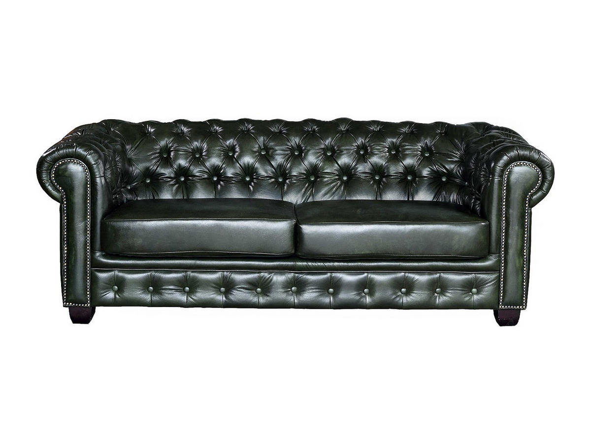 COUCHGARNITUR mit Sessel - 4 Personen - Leder - Tannengrün - BRENTON - Waldgrün, Leder (201/73/96cm) - Vente-Unique