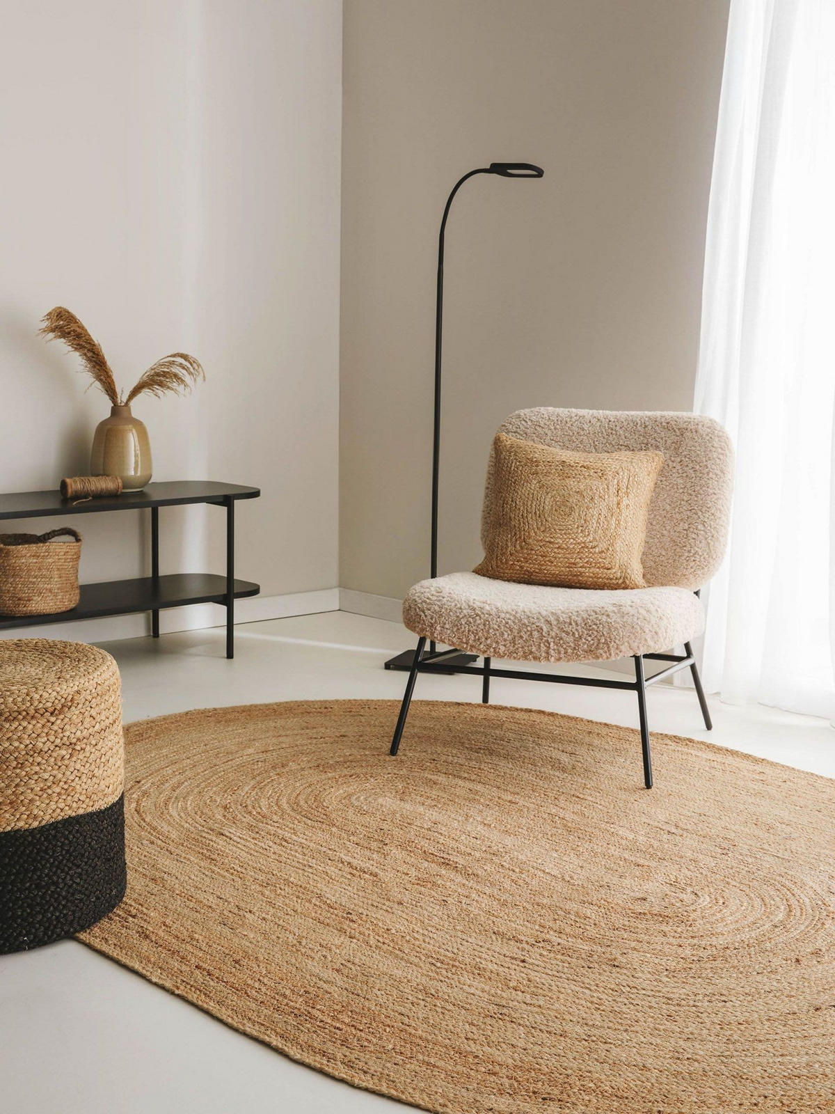 JUTETEPPICH oval Jutta Hellbraun 160x230 cm - Braun, Naturmaterialen (160/1cm) - KUNSTLOFT