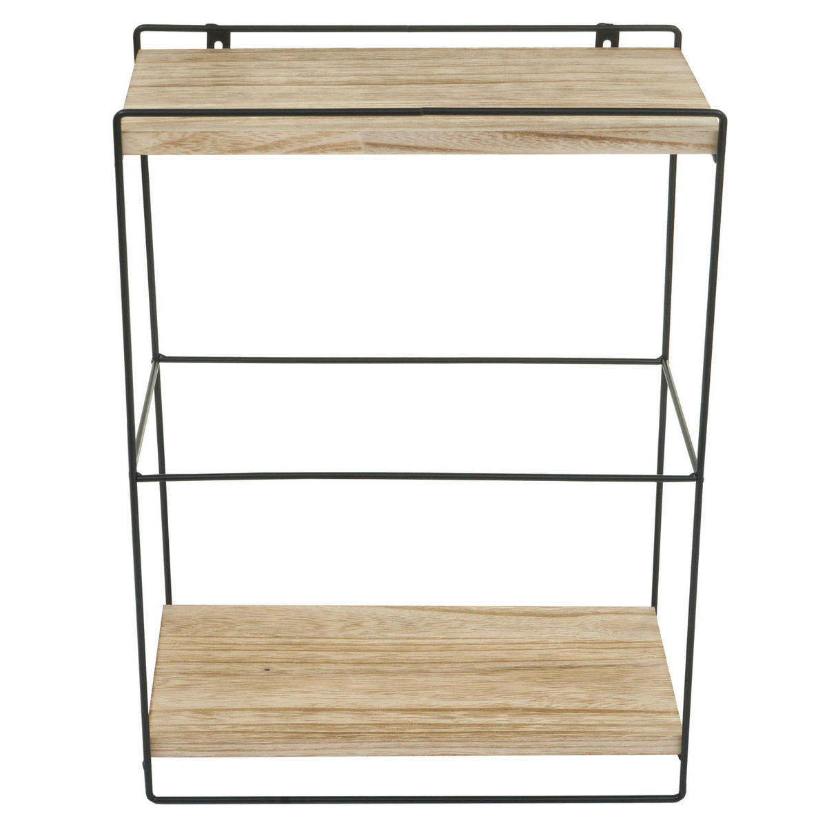 WANDREGAL 50x35x17cm Massiv-Holz Metall Industrial 2 Regalböden Natur - Naturfarben, Metall (35/50/17cm) - BERLINLODGE