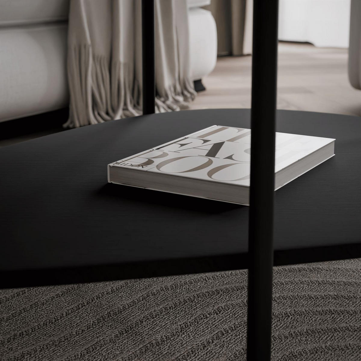 COUCHTISCH LUMI mit Ablage, Schwarz - Schwarz, Holzwerkstoff (65/90/45cm) - Lookway