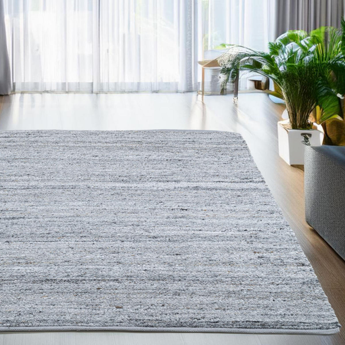 HANDWEBETEPPICH Malli, modern, strapazierfähig, pflegeleicht 200x300 cm - Blaugrau, Textil (200/300cm) - Rug and Roll