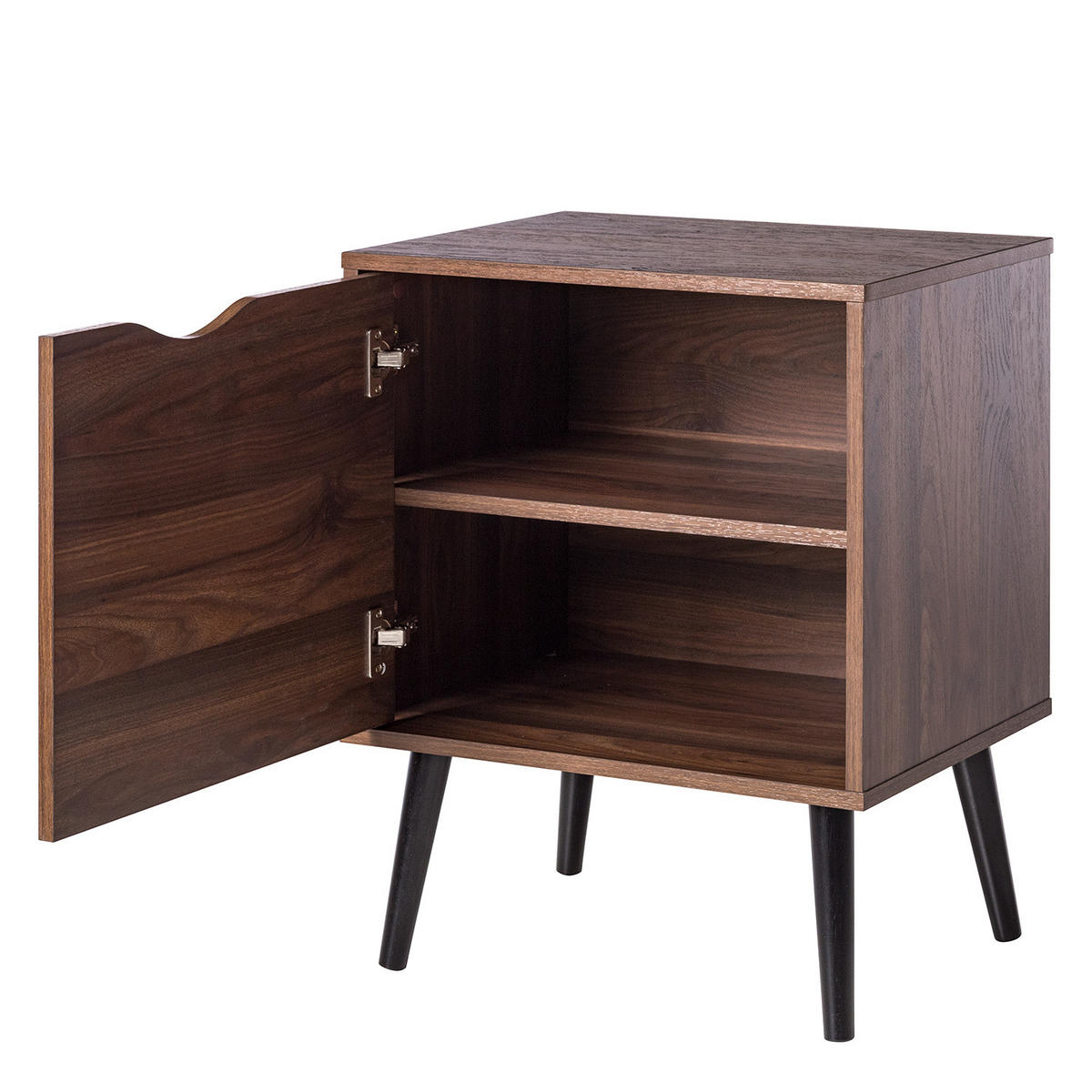 NACHTKOMMODE mit 1 Tür - Walnuss Dekor - Walnussfarben/Schwarz, Holzwerkstoff (50/65/39cm) - home24