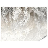 FOTOTAPETE für Schlafzimmer Vintage Palmenblätter auf Marmor Beige 500x350 - Weiß/Grau, Papier (500/350cm) - Muralo